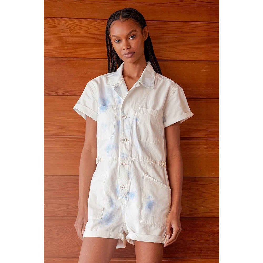 Pistola Parker Field Suit Blue Tie Dye Utility Romper Small P1948SOL-BSF